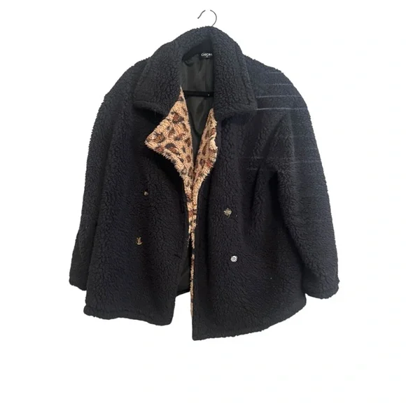 ChicMe Black Fuzzy Fleece Jacket Size XL - Picture 1 of 6